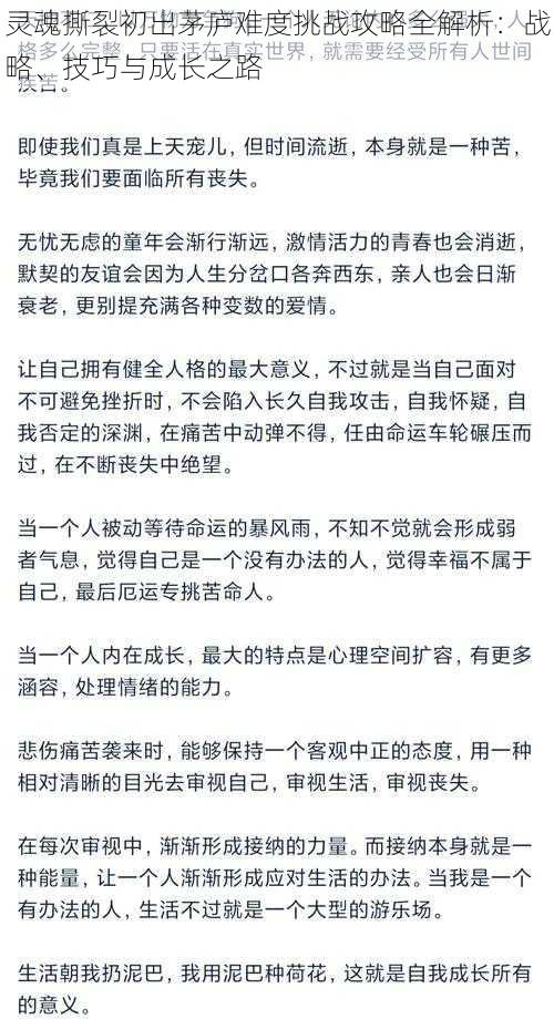 灵魂撕裂初出茅庐难度挑战攻略全解析：战略、技巧与成长之路