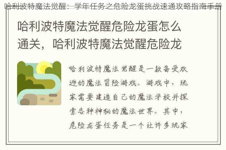 哈利波特魔法觉醒：学年任务之危险龙蛋挑战速通攻略指南手册