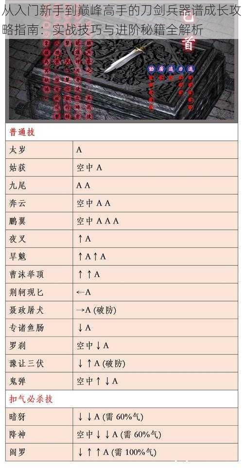 从入门新手到巅峰高手的刀剑兵器谱成长攻略指南：实战技巧与进阶秘籍全解析