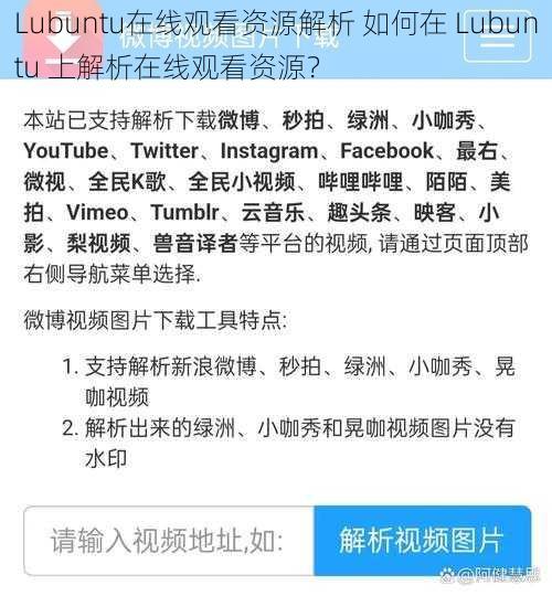 Lubuntu在线观看资源解析 如何在 Lubuntu 上解析在线观看资源？