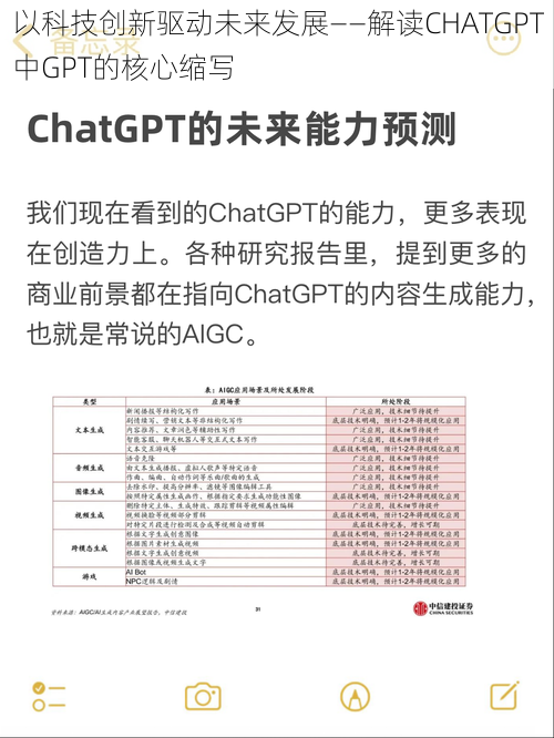 以科技创新驱动未来发展——解读CHATGPT中GPT的核心缩写