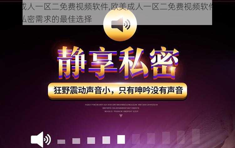 欧美成人一区二免费视频软件,欧美成人一区二免费视频软件：满足你私密需求的最佳选择