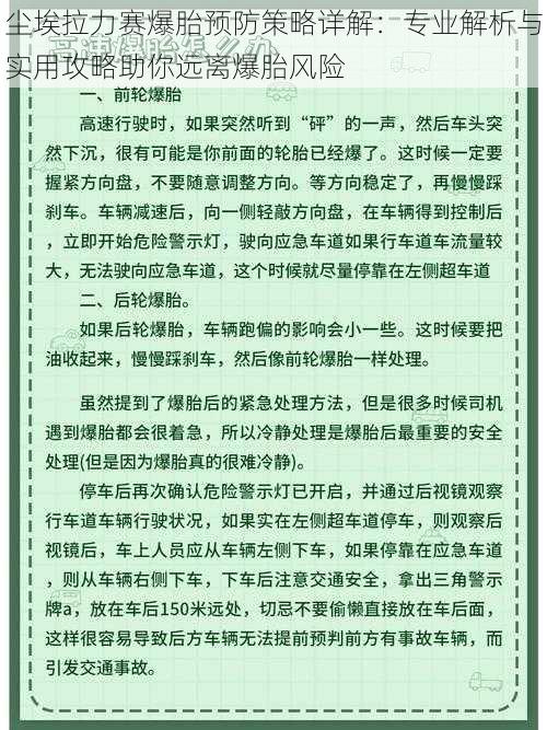 尘埃拉力赛爆胎预防策略详解：专业解析与实用攻略助你远离爆胎风险