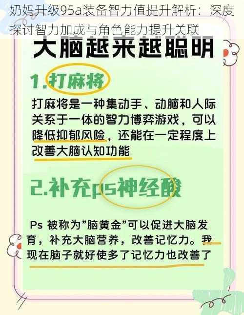 奶妈升级95a装备智力值提升解析：深度探讨智力加成与角色能力提升关联