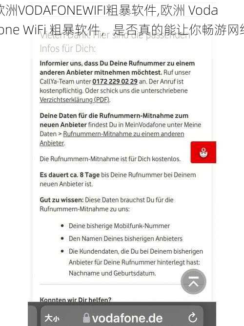 欧洲VODAFONEWIFI粗暴软件,欧洲 Vodafone WiFi 粗暴软件，是否真的能让你畅游网络？