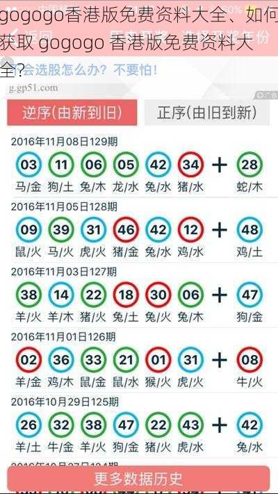 gogogo香港版免费资料大全、如何获取 gogogo 香港版免费资料大全？