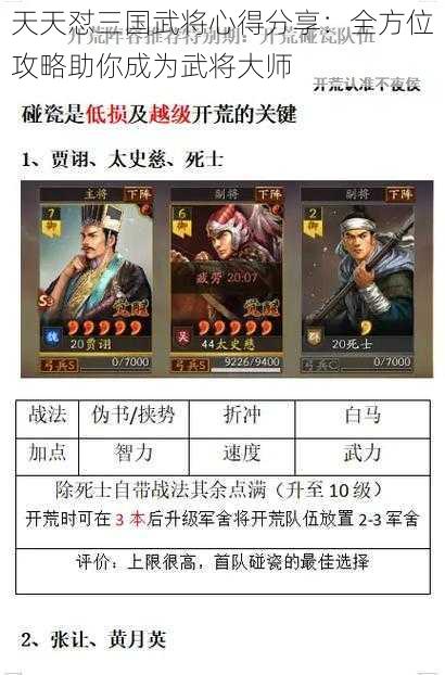 天天怼三国武将心得分享：全方位攻略助你成为武将大师